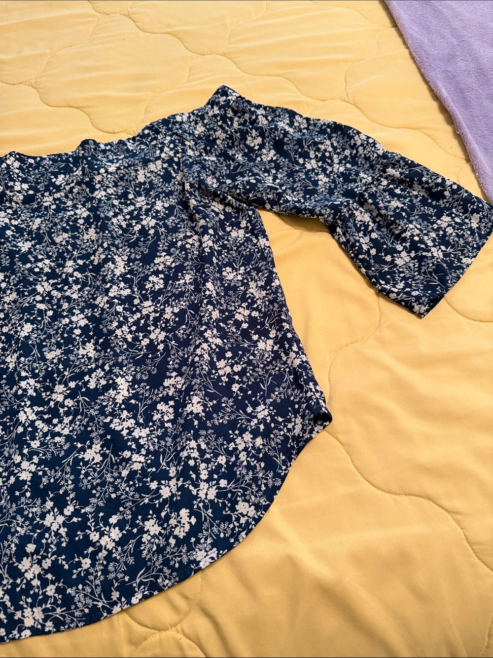 VERSE Women’s Navy Blue Floral Blouse - Lightweight bell Sleeve Top - Picture 6 of 8